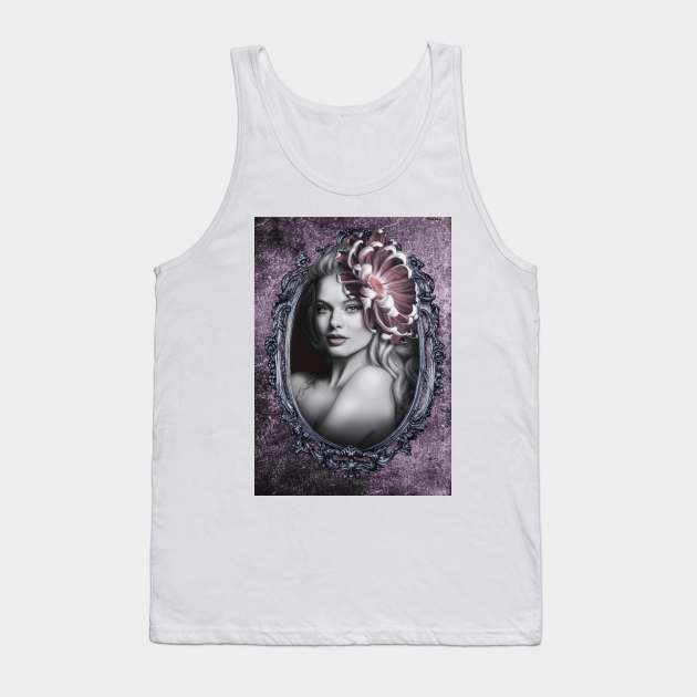 Pale Pink Exotic Beauty Portrait Frame Tank Top by Relaxing Art Shop